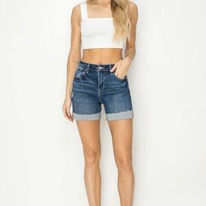 Risen brand high rise cuffed denim shorts NWOT